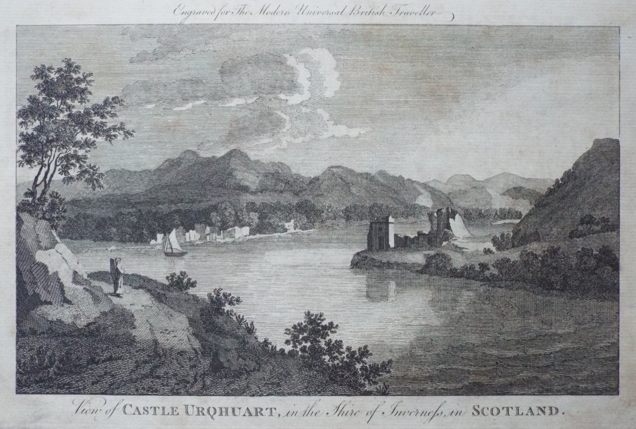 Print - Castle Urquhart, in the Shire of Inverness, in Scotland.